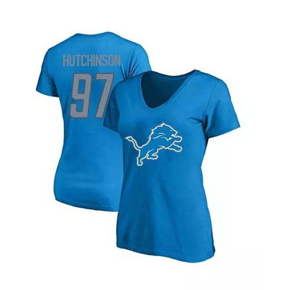 Fanatics NFL Detroit Lions Hutchinson 97 Jersey V-Neck T-Shirt 2XL NWT